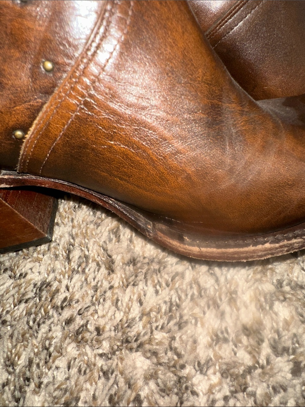 Lucchese Brown Studded Leather Western Ankle Booties - Picture 15 of 16